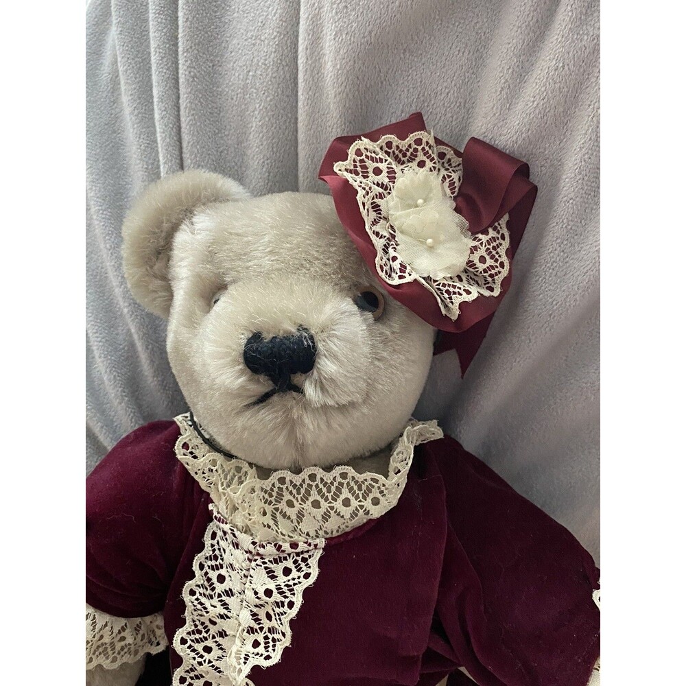 Merrythought Jointed Teddy Bear225/1000 Ironbridge England 18" Red Velvet Dress
